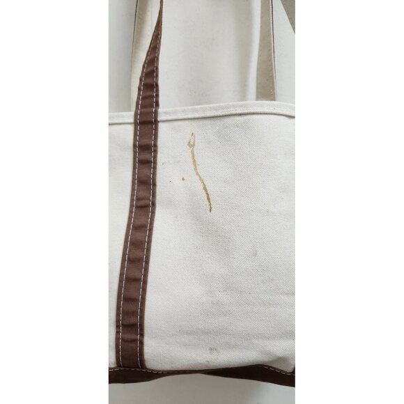 L.L.Bean Boat and Tote Canvas Bag Small White Brown Monogram CMA Made in USA - Picture 4 of 13